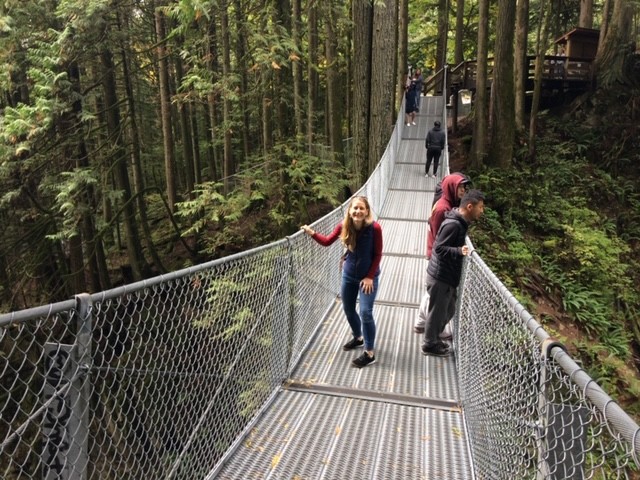 Jo Wills on a bridge in Canada